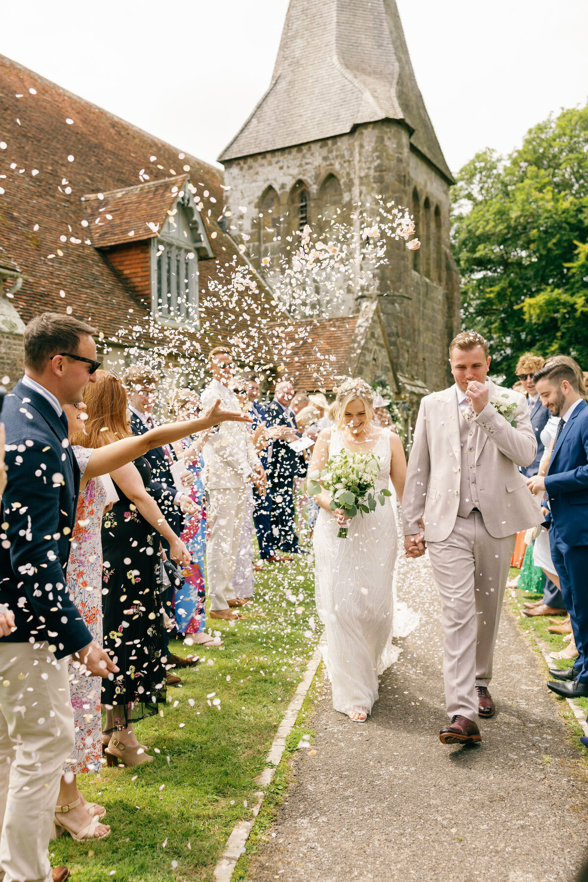 Guests celebrating during the wedding reception